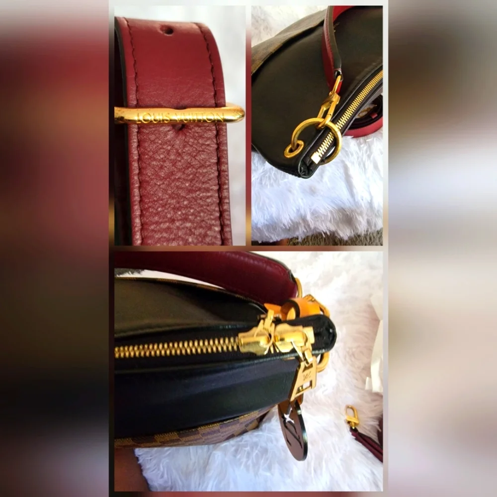 Auth💞 LOUIS VUITTON MAIDA HOBO DAMIER EBENE Hobo Shoulder Khaki